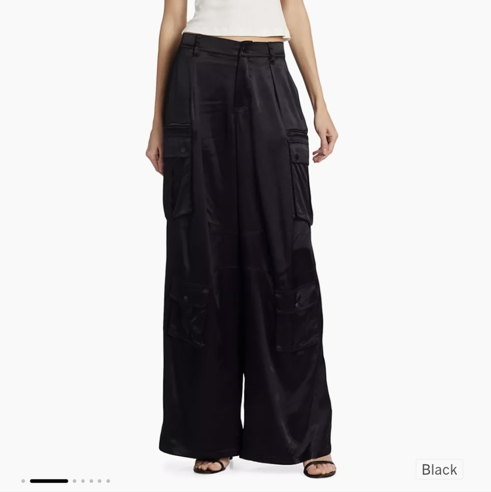 Alice + Olivia Joette Satin Cargo Pants Size 12 petite